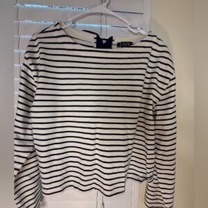 J. Crew Cream and Navy Striped Boatneck Sweater